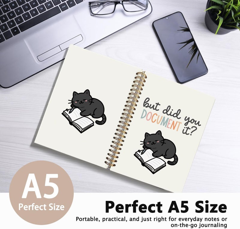 WLIANG Funny Black Cat Notebook Journal Gifts for Women & Men, Black Cat Lovers Gifts Notebooks for Women, But Did You Document It Hardcover Spiral Notebook 5.5x8.3 Inch - Image 2